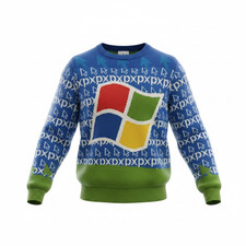 VTG Roody MED AUTHENTIC Microsoft Windows XP '19 Holiday Crew Sweater Y2K DS63