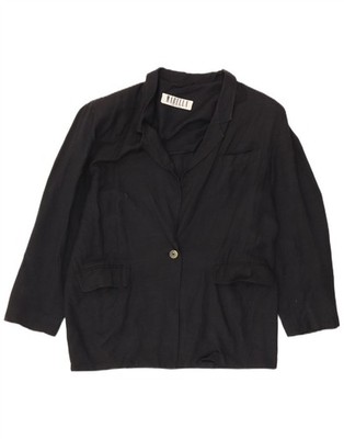 Marella Damen 1 Knopf Blazer Sakko UK 14 Large Schwarz Viskose CJ30