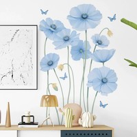 Wandsticker Wandtattoo Blumen Blau BlüTen Schmetterlinge Selbstklebende Wandbild