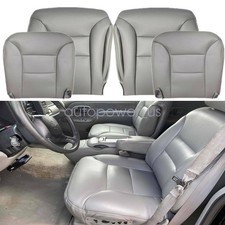 For 1995-1999 Chevy Tahoe Silverado Front Bottom Top Leather Seat Cover Gray