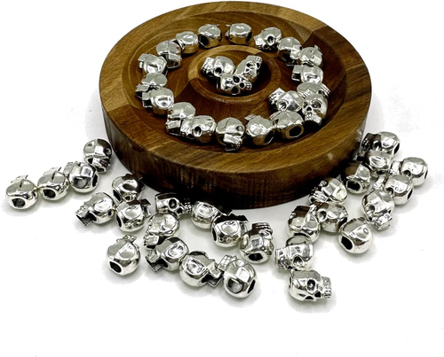50PCS Antique Silver Skull Beads, Alloy Skeleton Charms for Paracord - Afbeelding 5 van 5