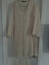 Red Pink Beige Embroiderd Cotton Kameez Tunic Kurta Kurti Dress Top Woman Size M