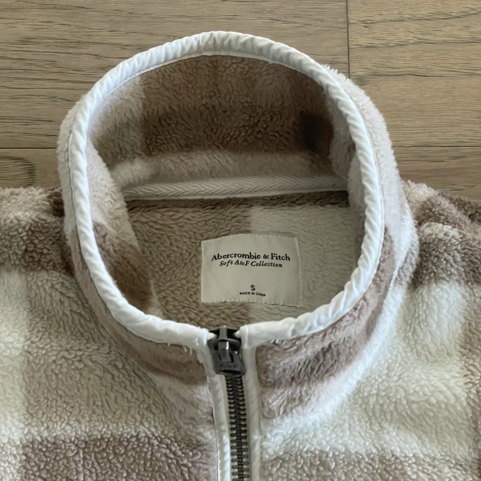 Abercrombie & Fitch Buffalo Cuadros 1/4 Cremallera Sherpa Vellón Para Mujer Talla Pequeña” Foto 2 de 4