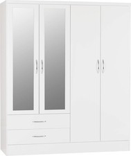 Image of Seconique Nevada 4 Door 2 Drawer Wardrobe in White Gloss