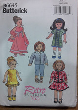 Butterick B6645 Retro '65 Clothes for 18" Doll Pattern UNCUT 2018