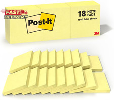 Post-It Notes, 3 in X 3 In, 18 Sticky Notes Pads, 100 Sheets per Pad, the Iconic