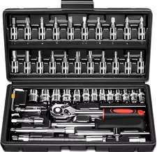 Ratchet Wrench 1/4" Combination Socket Tool Set 46-Piece Auto Repair Kit