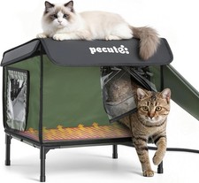 Pecute Heated Outdoor Cat House with Heating Pad - Weatherproof Insulated Winter