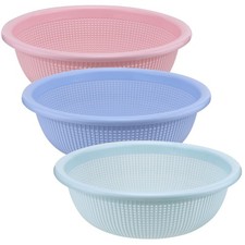 Plastic Colander Basket Mesh Sieve Rinsing Draining 10 Inch Berry Strainer 3 PCS