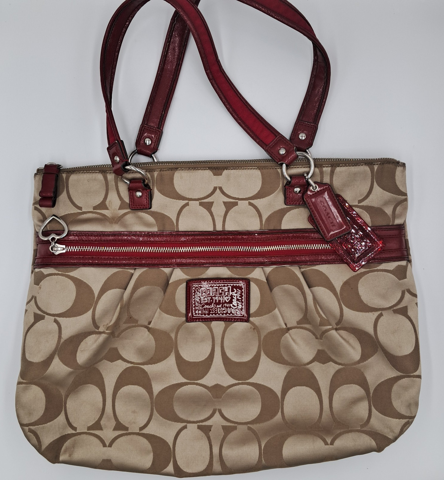 Vintage Coach Poppy Signature Hearts Daisy Tote Shoulder Bag #H1257-F20026