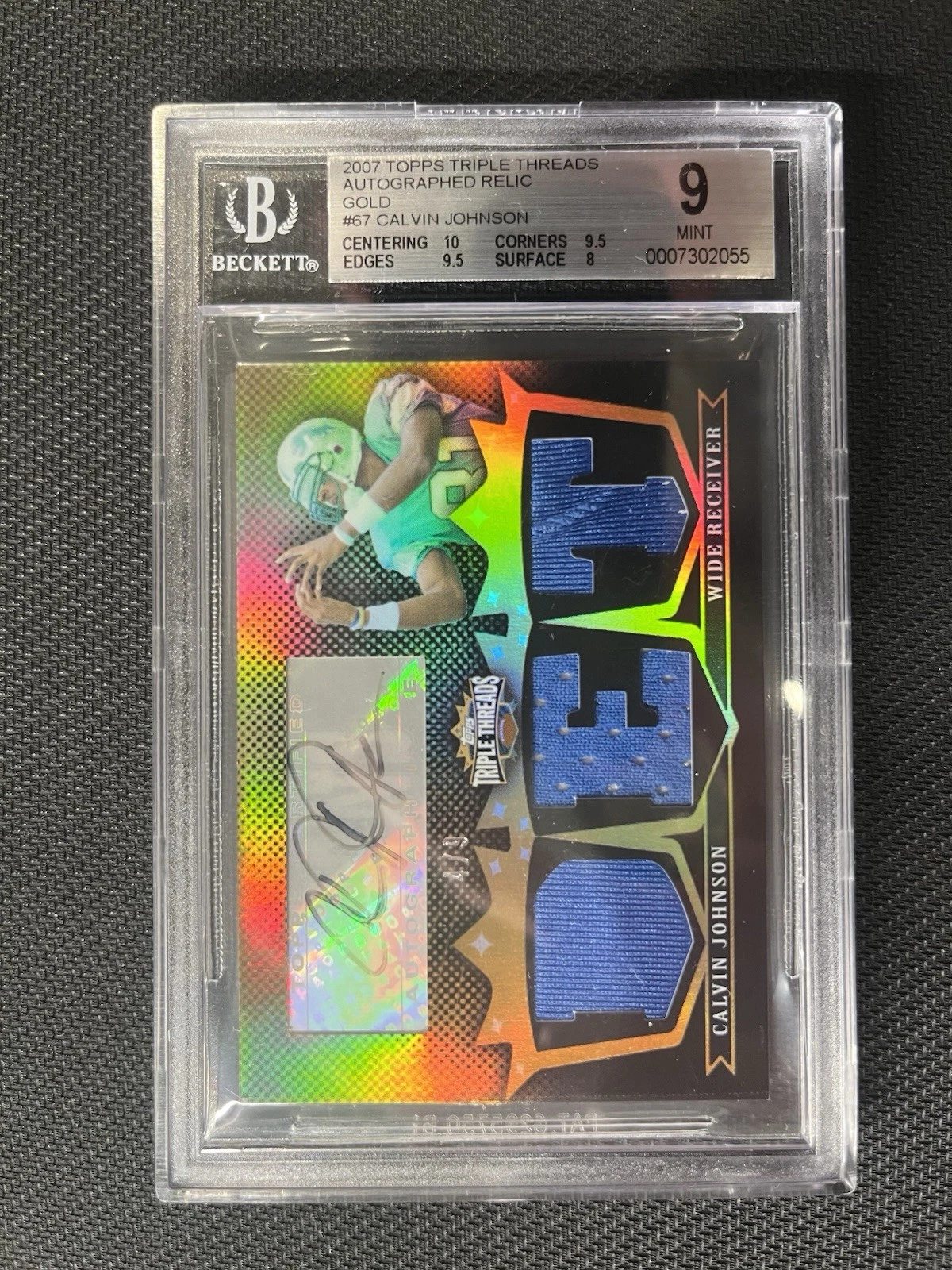 Calvin Johnson Topps Triple Threads Autograph Relic #67 Gold