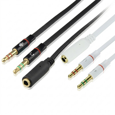 3.5mm Headset Splitter PC Gaming Audio Cable Mic Headphone Adapter Y Aux Cord