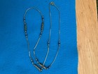 Vintage Costume Glass Floral Bar/Beaded Necklace 31" Long Green/Blue/Gold tone — photo 5