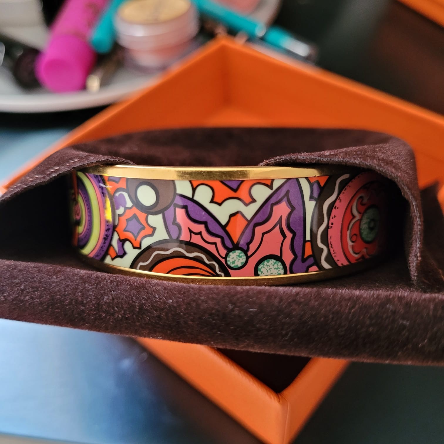 ✨️HERMÉS✨️ MEDIUM WIDTH ENAMEL BANGLE SIZE 70 VER… - image 1