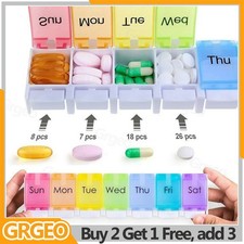 7 Day Tablet Pill Box Medicine Organiser Dispenser Daily Weekly Storage Case