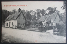 Old Suffolk Postcard POST OFFICE WATTISFIELD THATCHED VILLAGE POSTOFFICE HOUSE