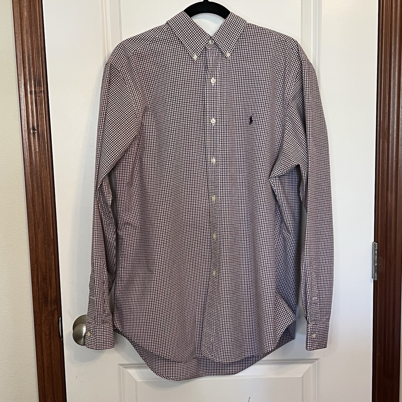 Camicia vintage Ralph Lauren viola a quadri taglia 16 5 34 made in Hong Kong Preppy Pony