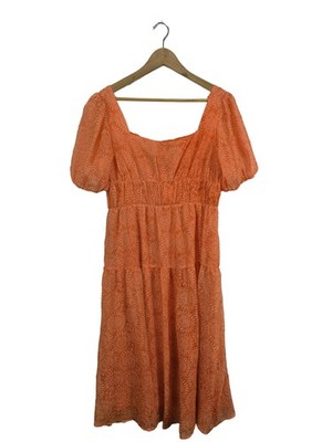 IPEKYOL Kurzarmkleid Damen Kleid Gr. DE 42 hellorange Casual-Look