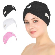 Cotton Hair Towel Wrap 3 Packs Super Absorbent Fast Drying Hair Towel for T...