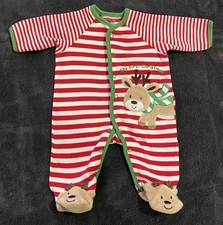 Little Me My First Christmas 1 Pc Footed Reindeer Sleeper Pajamas Newborn