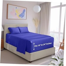 Extra Deep Pocket Size Sheet Set - 4 Piece Ultra Soft Queen 18 - Royal Blue