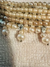 Pearl, Rhinestone and Bugle Bead Choker/Collar Vintage Necklace