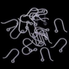 60Pcs Clear 0.65mm Safety Non-Allergenic Plastic Earring Hooks Ear Wire Hooks...