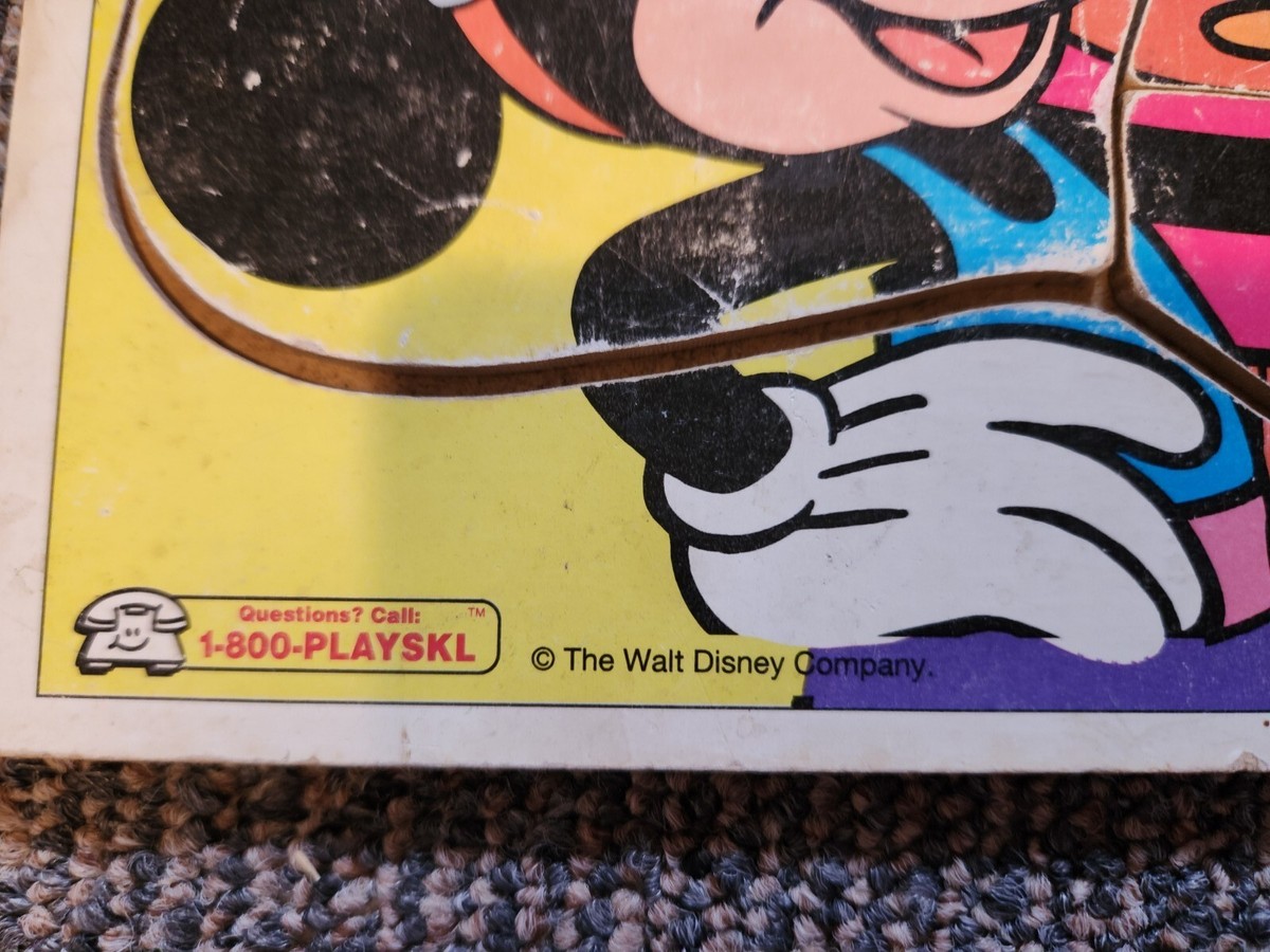 Vintage 90s Disney Children's Playskool Wooden Puzzle- Mickey