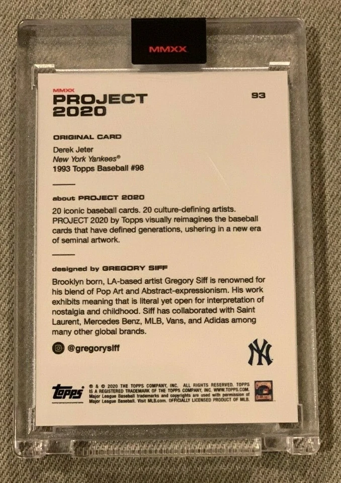 Topps Project 2020 #93 1993 Derek Jeter by Gregory Siff w/ Box Yankees - Image 3 of 3