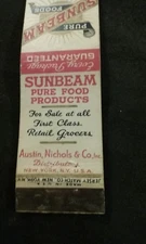 Pure Sunbeam Foods Austin Nichols & Co New York NY - Matchbook Cover