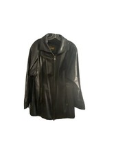 Venezia Leather Women Coat Black Size 14/16