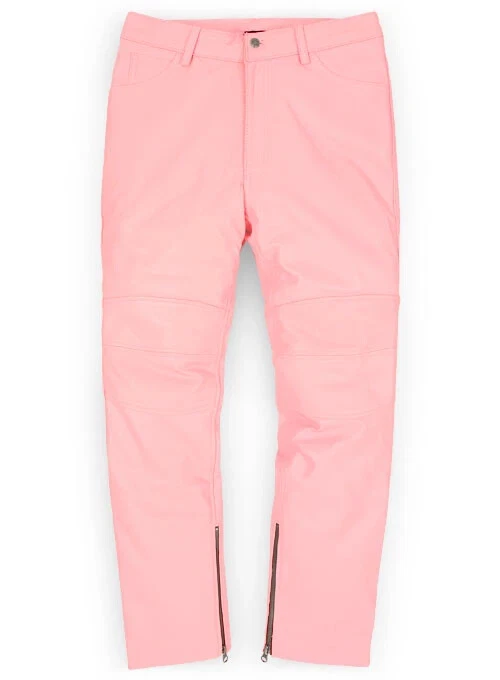 Men's PINK Leather Pant 100% Genuine Lambskin BIKER JEANS STYLE Causal pant