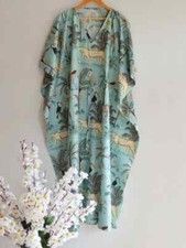 Indian Animal Printed Kaftan Cotton Hippie Maxi Women Nightwear Caftan Dress