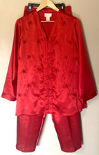 Inner Most Brand Red Satin-Like Lounging Pajamas Women's Size S Long Sleeve