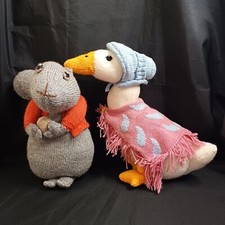 Knitted Soft Toys Beatrix Potter Jemima Puddleduck 14" & Squirrel Nutkin 12"