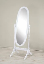 ClassicWhite Adjustable Oval Wooden Bedroom Freestanding design Floor Mirror