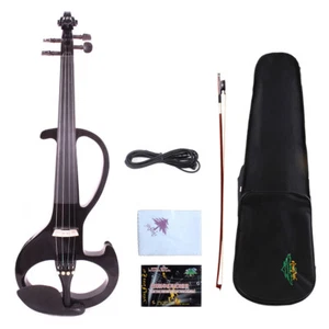 Yinfente Noir Silent Violon électrique 4/4 Solid Wood Free Case+Bow #EV6