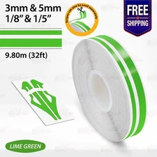 LIME GREEN 1/8" & 1/5" Roll Vinyl Pinstriping Stripe Double Line Tape Sticker