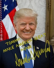 PERSONALIZED PRESIDENT DONALD TRUMP MESSAGE GOLD AUTOGRAPH 8.5X11 CUSTOM PHOTO