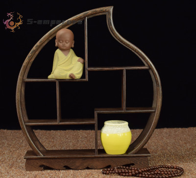 32x30x5.7 CM Ji Chi Wood Peach Shaped Stand/shelf for Snuffers Netsuke