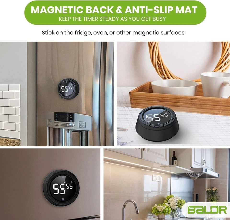 BALDR Digital Twist Küchentimer, Magnetischer Countdown Count Up Timer Rückseite - Bild 3 von 4