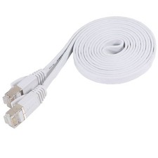 Premium Ethernet Network Patch Flat Cat5e Cable 15ft - White