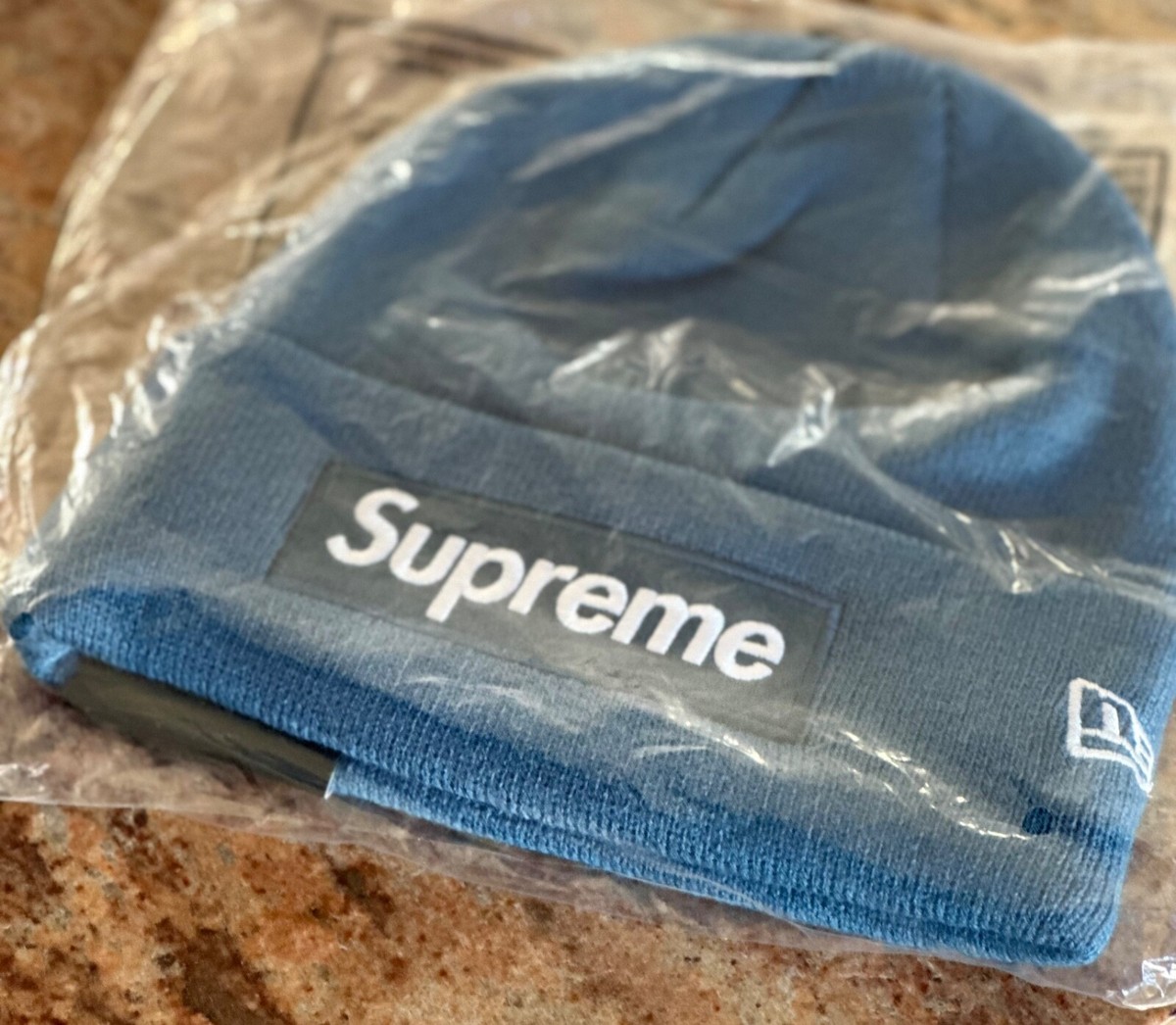 Supreme New Era Box Logo Beanie (FW23) Blue Brand New 100