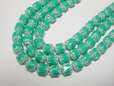 25 Turquoise with White Cathedral Czech Glass 6mm beads