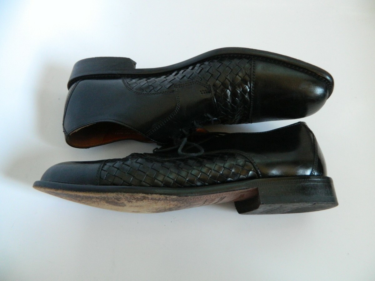 Italian Florentine Mens Shoes Bostonian Black Weave Size 10M 