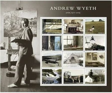 Painter Andrew Wyeth Sheet of 12 Forever USPS Stamps Scott 5212a