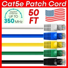 50 FT Cat5e Cable CAT5e Patch Cord LAN Network Router 8P8C RJ45 Ethernet Cable