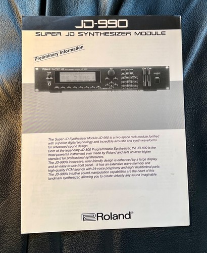 Roland JD990, Super JD Synthesizer Brochure, 1992, 6 pages, vintage original