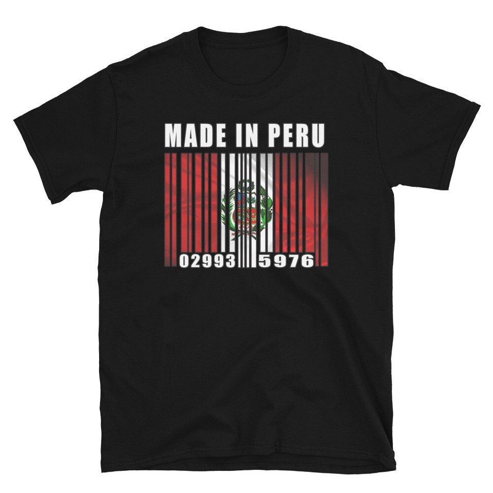 MADE IN PERU BAR CODES FUN PERUVIAN PRIDE GRAPHIC Short-Sleeve Unisex T ...