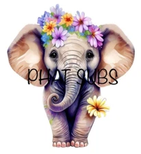 Sublimation Print Flower Elephant Ready to Press Heat Transfer